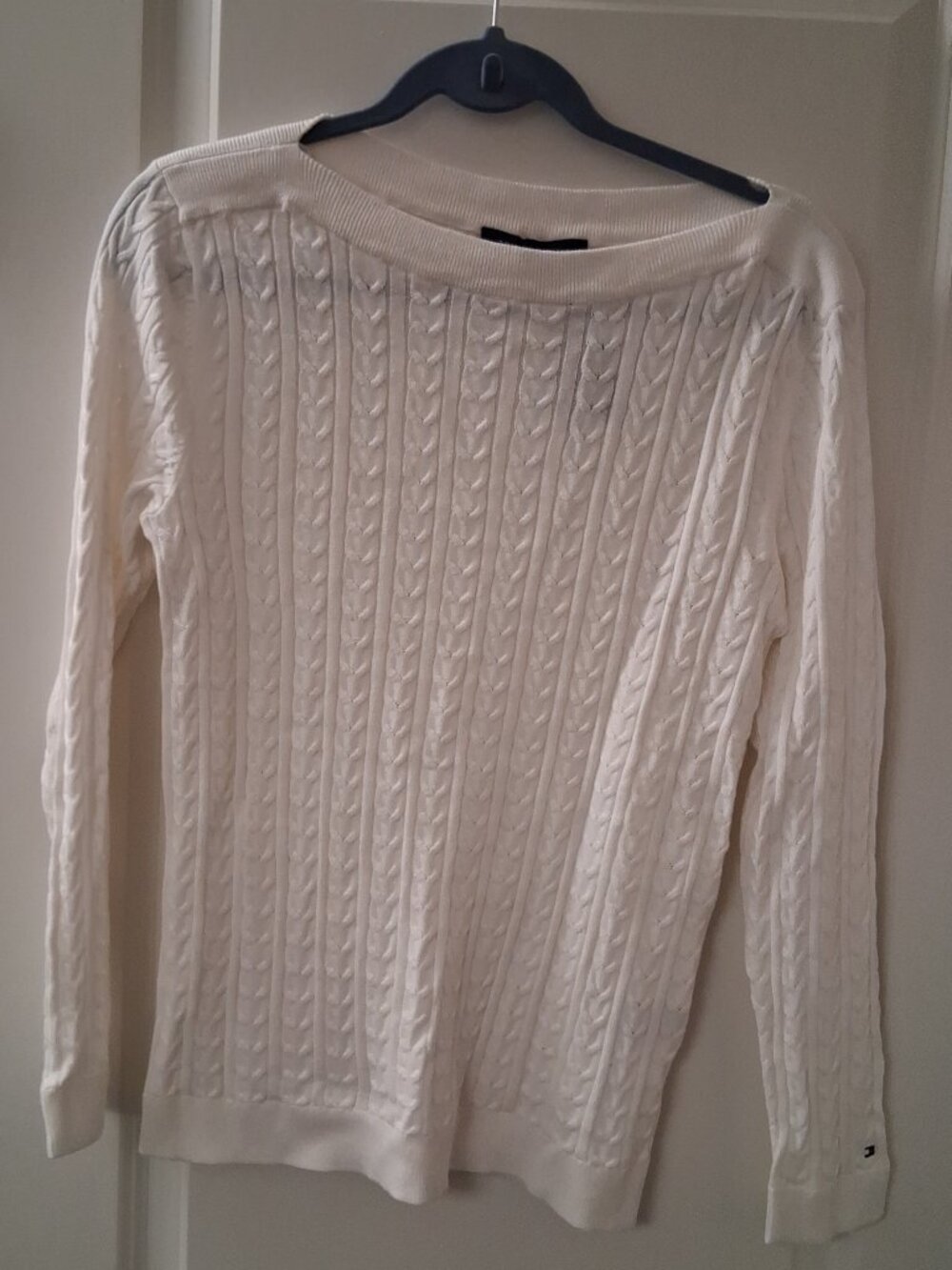 Tommy Hilfiger Women's Cable Knit  Long Sleeve Sweater White SZ M NWT